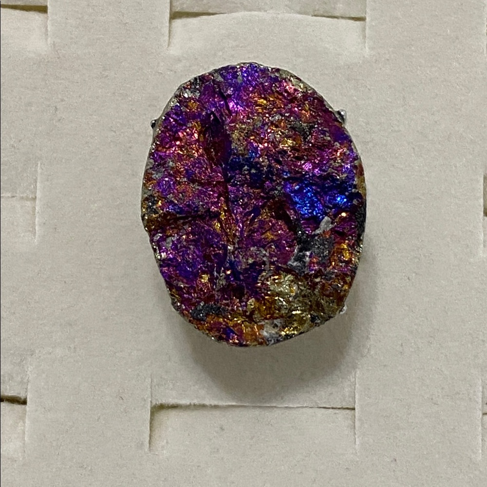 Iridescent Chalcopyrite Peacock Ore Statement Ring - Picture 3 of 9